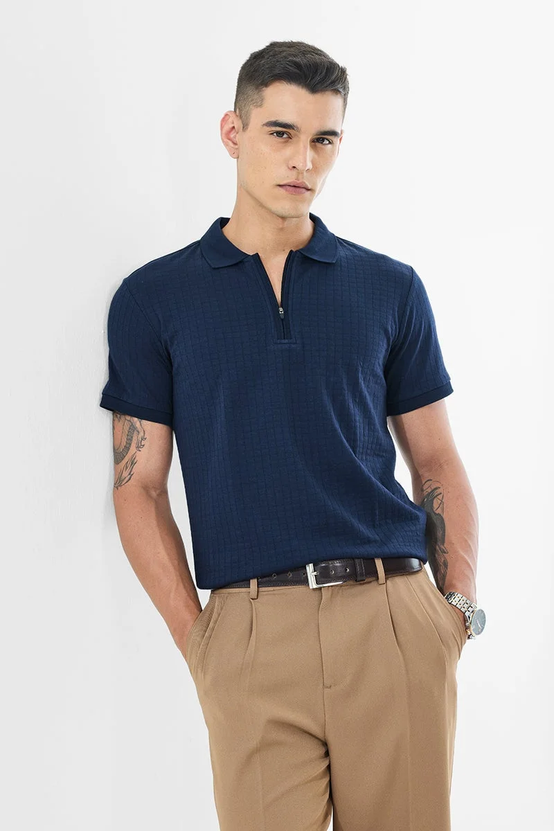 SNITCH Regular Fit 100% Cotton Zipper Polo T-Shirt